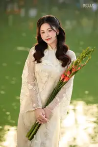 Graceful Ao Dai Vietnamese Beauty Shines Brightly By Serene Lake A Timeless Portrait - image 7