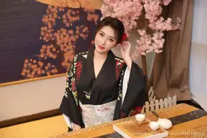 Su Yi Nuo No.10627: Captivating Traditional Grace in a Seductive Black Kimono - image 47