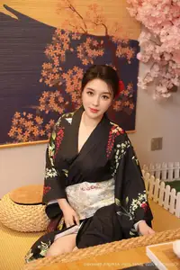Su Yi Nuo No.10627: Captivating Traditional Grace in a Seductive Black Kimono - image 42