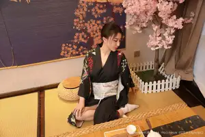 Su Yi Nuo No.10627: Captivating Traditional Grace in a Seductive Black Kimono - image 41
