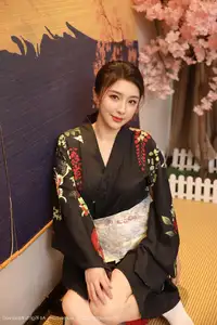 Su Yi Nuo No.10627: Captivating Traditional Grace in a Seductive Black Kimono - image 29