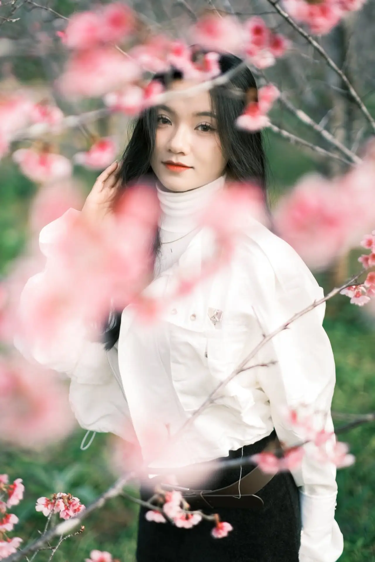 Elegant Beauty Amidst Blooming Cherry Blossoms | A Gentle Girl Evoking Fresh Spring Emotions