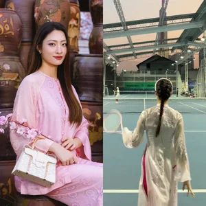 Miss Luong Thuy Linh Stuns in Traditional Ao Dai on the Tennis Court - image 1