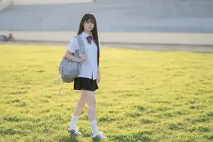 Youthful Schoolgirl in Uniform: Serene Golden Hour Beauty, a Glimpse into Nostalgic Student Life. - image 5