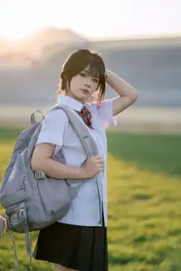 Youthful Schoolgirl in Uniform: Serene Golden Hour Beauty, a Glimpse into Nostalgic Student Life. - image 12