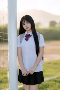 Youthful Schoolgirl in Uniform: Serene Golden Hour Beauty, a Glimpse into Nostalgic Student Life. - image 17