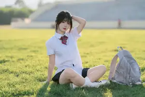 Youthful Schoolgirl in Uniform: Serene Golden Hour Beauty, a Glimpse into Nostalgic Student Life. - image 9