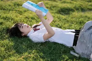 Youthful Schoolgirl in Uniform: Serene Golden Hour Beauty, a Glimpse into Nostalgic Student Life. - image 13