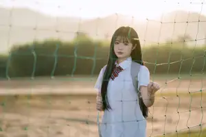 Youthful Schoolgirl in Uniform: Serene Golden Hour Beauty, a Glimpse into Nostalgic Student Life. - image 6