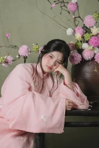 Muse in Pastel Pink A Timeless Portrait of Nostalgia - image 7