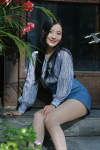 Wanping in Shiny Blue Skirt: IESS Premium Hosiery and Fashion Photography Collection - image 1