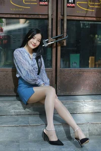 Wanping in Shiny Blue Skirt: IESS Premium Hosiery and Fashion Photography Collection - image 14