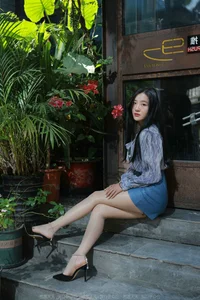 Wanping in Shiny Blue Skirt: IESS Premium Hosiery and Fashion Photography Collection - image 19
