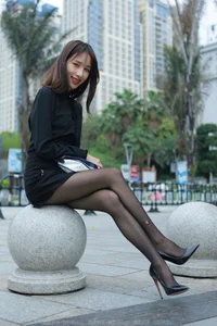 Meizi Red Lips and Black Silk Stockings Gallery by IESS - image 2