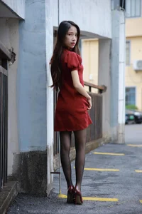 Elegant Meizi in Burgundy High Heels - IESS Chinese Model Photography Gallery - image 29