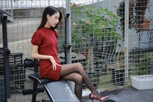 Elegant Meizi in Burgundy High Heels - IESS Chinese Model Photography Gallery - image 47