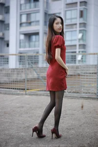 Elegant Meizi in Burgundy High Heels - IESS Chinese Model Photography Gallery - image 58