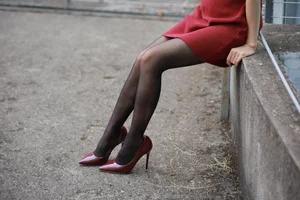 Elegant Meizi in Burgundy High Heels - IESS Chinese Model Photography Gallery - image 25