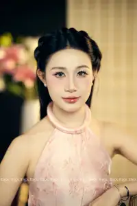 Serene Asian Beauty: Discover A Graceful Woman In A Traditional Pink Dress Amidst Blossoms. - image 6