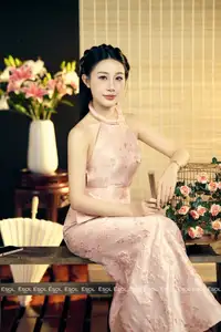 Serene Asian Beauty: Discover A Graceful Woman In A Traditional Pink Dress Amidst Blossoms. - image 5