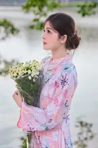 Elegant Asian Beauty: Graceful Woman in Modern Ao Dai by Serene Lakeside - image 6