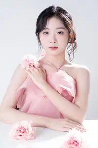 Discover Feminine Elegance: A Girl in a Pink Dress with Pristine Flowers - image 1