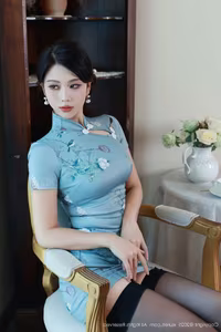 XiuRen No.10753: Mei Gui Wo Ai Ni – Graceful in Blue Cheongsam, Captivating Asian Beauty - image 30