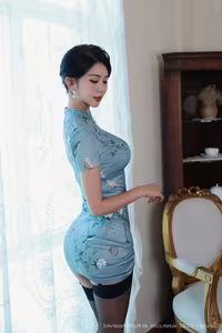 XiuRen No.10753: Mei Gui Wo Ai Ni – Graceful in Blue Cheongsam, Captivating Asian Beauty - image 19