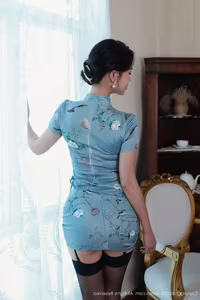 XiuRen No.10753: Mei Gui Wo Ai Ni – Graceful in Blue Cheongsam, Captivating Asian Beauty - image 16