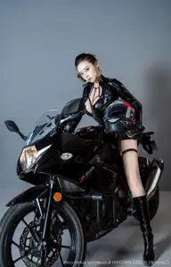 Qing Miao Vol.378: Alluring Biker Goddess in Powerful Black Leather - XingYan Star Face - image 7
