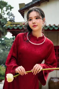 Timeless Elegance in Red Traditional Ao Dai - image 3