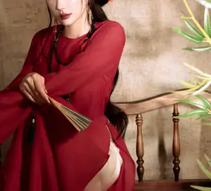 VGU No.192 Graceful Woman in Stunning Red Hanfu & Traditional Fan 1000024611 - image 2