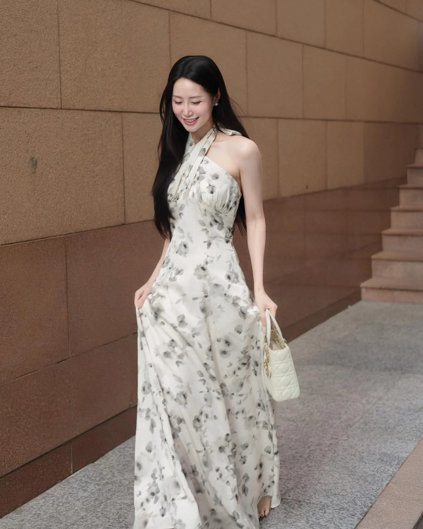 Effortless Elegance in Floral Halter Dress