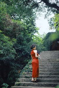 Elegant Red Cheongsam Fashion Photography: Wu Yu Cao Mei in Fushan Park | YiTuYu Art Language Vol.9329 Exclusive Collection - image 4