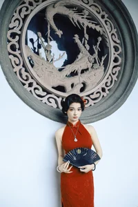 Elegant Red Cheongsam Fashion Photography: Wu Yu Cao Mei in Fushan Park | YiTuYu Art Language Vol.9329 Exclusive Collection - image 14