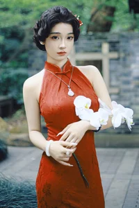 Elegant Red Cheongsam Fashion Photography: Wu Yu Cao Mei in Fushan Park | YiTuYu Art Language Vol.9329 Exclusive Collection - image 7
