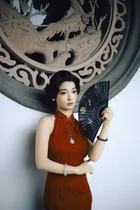 Elegant Red Cheongsam Fashion Photography: Wu Yu Cao Mei in Fushan Park | YiTuYu Art Language Vol.9329 Exclusive Collection - image 1