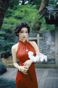 Elegant Red Cheongsam Fashion Photography: Wu Yu Cao Mei in Fushan Park | YiTuYu Art Language Vol.9329 Exclusive Collection - image 10