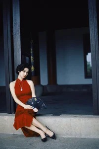 Elegant Red Cheongsam Fashion Photography: Wu Yu Cao Mei in Fushan Park | YiTuYu Art Language Vol.9329 Exclusive Collection - image 18