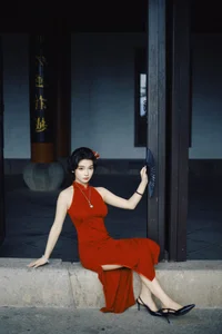 Elegant Red Cheongsam Fashion Photography: Wu Yu Cao Mei in Fushan Park | YiTuYu Art Language Vol.9329 Exclusive Collection - image 19
