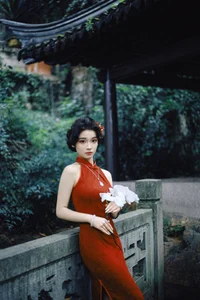 Elegant Red Cheongsam Fashion Photography: Wu Yu Cao Mei in Fushan Park | YiTuYu Art Language Vol.9329 Exclusive Collection - image 20