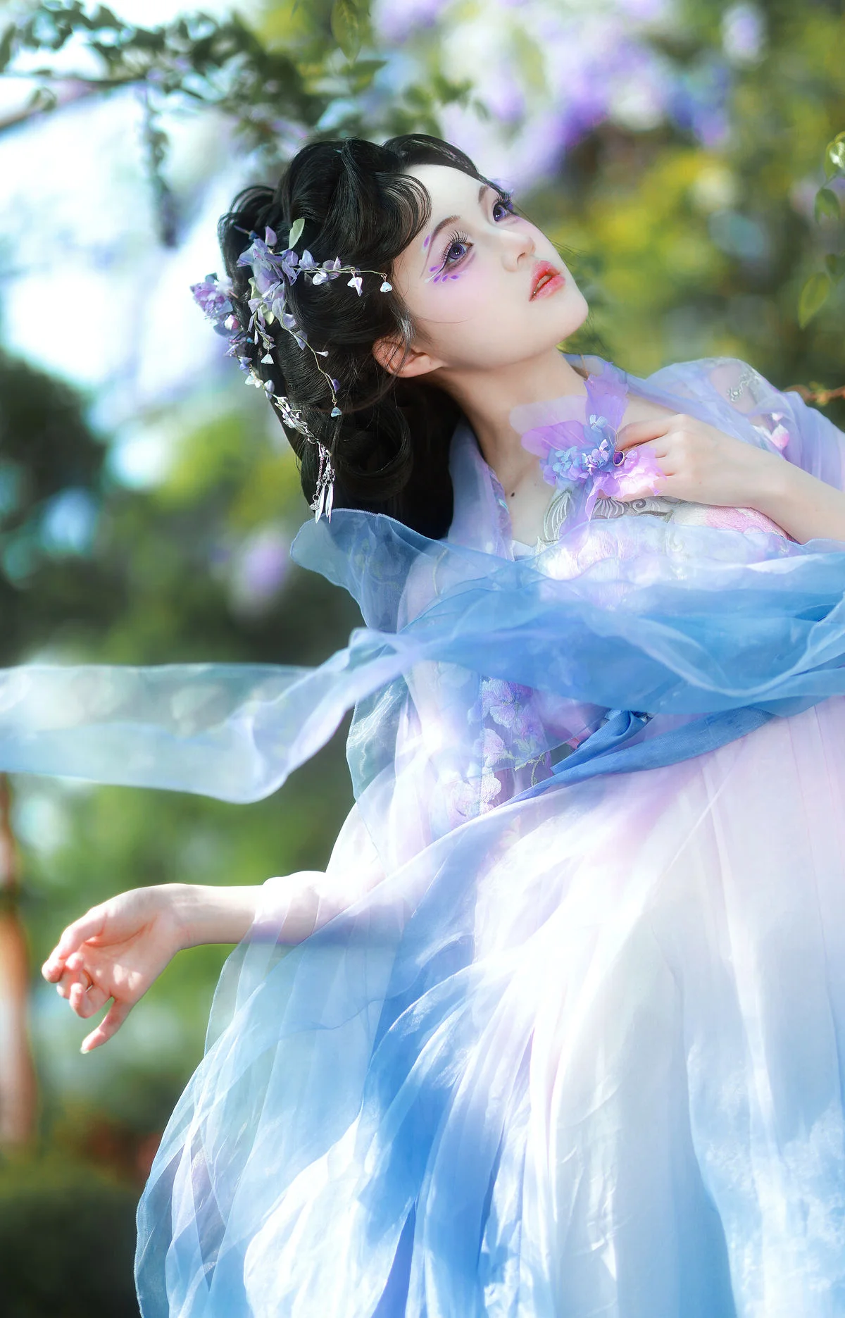 Ethereal Grace: Xian Luo in a Dreamy Wisteria Garden - Art Language Vol. 9065
