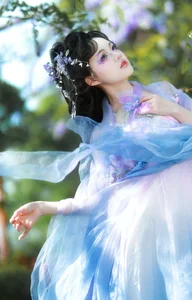 Ethereal Grace: Xian Luo in a Dreamy Wisteria Garden - Art Language Vol. 9065 - image 0