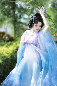 Ethereal Grace: Xian Luo in a Dreamy Wisteria Garden - Art Language Vol. 9065 - image 1
