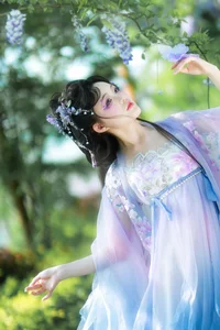 Ethereal Grace: Xian Luo in a Dreamy Wisteria Garden - Art Language Vol. 9065 - image 11