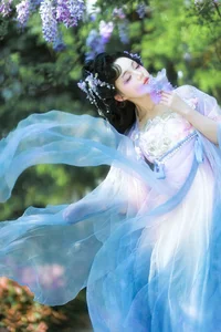 Ethereal Grace: Xian Luo in a Dreamy Wisteria Garden - Art Language Vol. 9065 - image 8