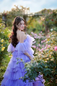 Dreamy Lavender Muse in Golden Flower Garden - image 3