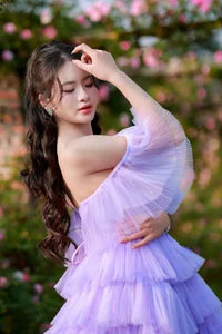Dreamy Lavender Muse in Golden Flower Garden - image 1