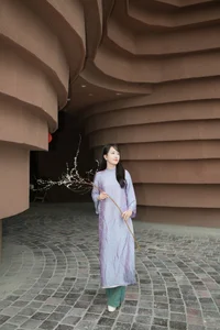 Elegant Blush Pink Vietnamese Ao Dai with Floral Embroidery – Modern Traditional Long Dress for Weddings, Cultural Events, and Timeless Heritage Style - image 0