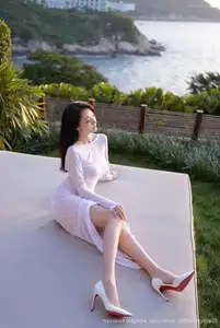 An Ran's Elegant White Dress XiuRen No.10747 Captivating Serenity in Natural Light. - image 60